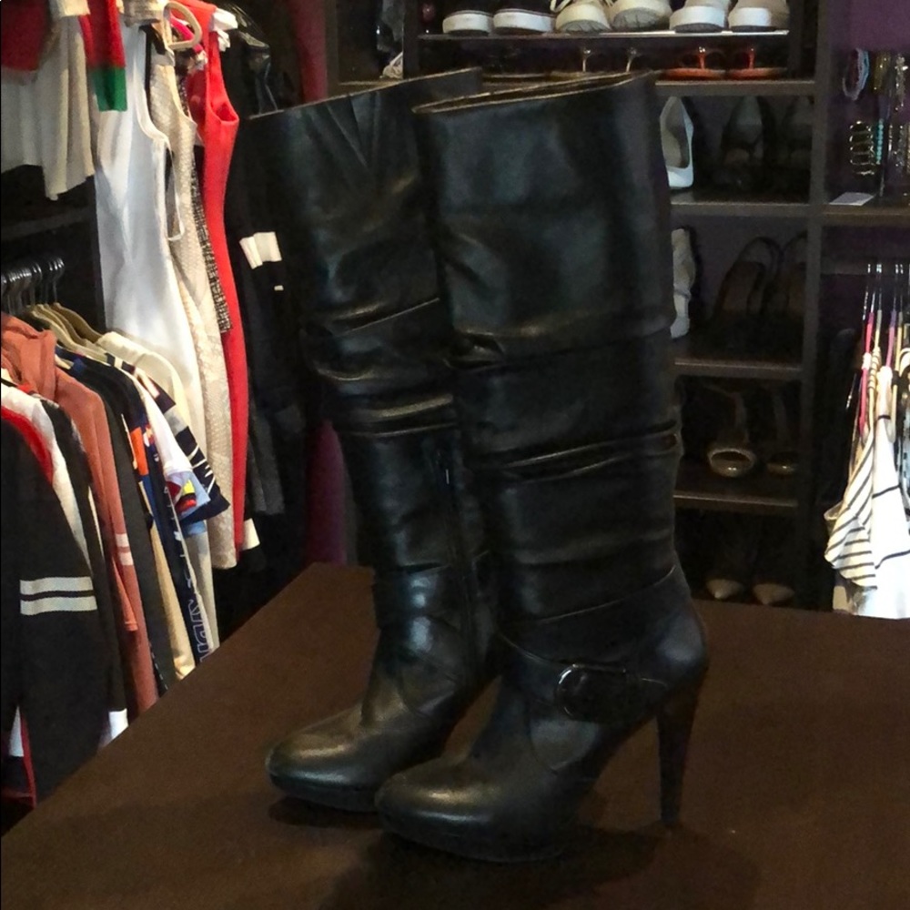 INC International Concepts Black Leather Boots